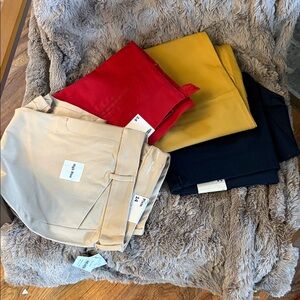 Stylish Womens High Rise Pixie Pants- Beige, Red, Yellow, and Navy